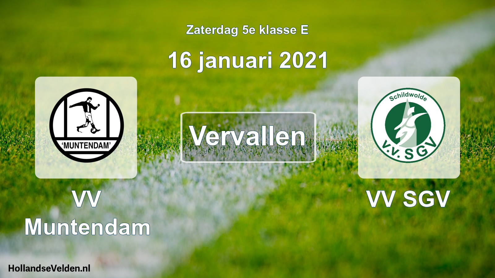 Scheduled Match: VV Muntendam - VV SGV (16 January 2021)