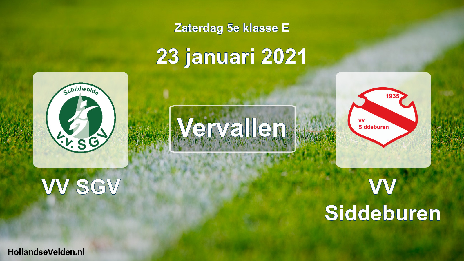 Scheduled Match: VV SGV - VV Siddeburen (23 January 2021)