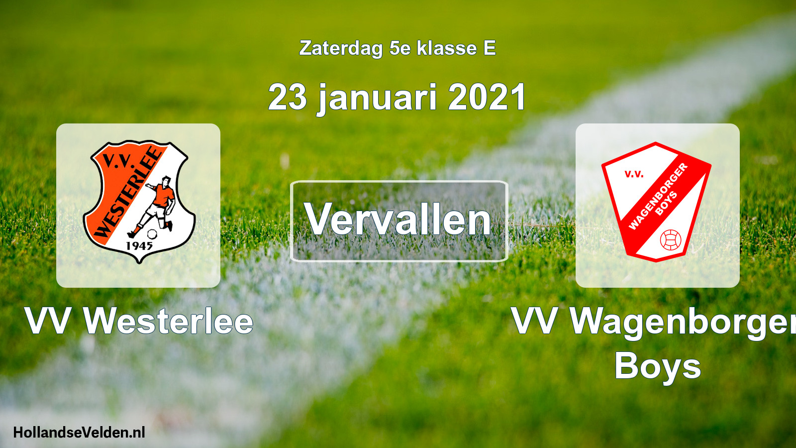 Scheduled Match: VV Westerlee - VV Wagenborger Boys (23 January 2021)