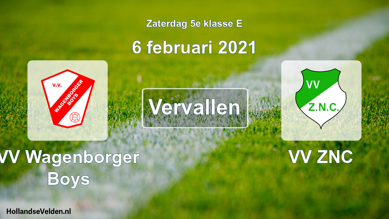 Scheduled Match: VV Wagenborger Boys - VV ZNC (6 February 2021)