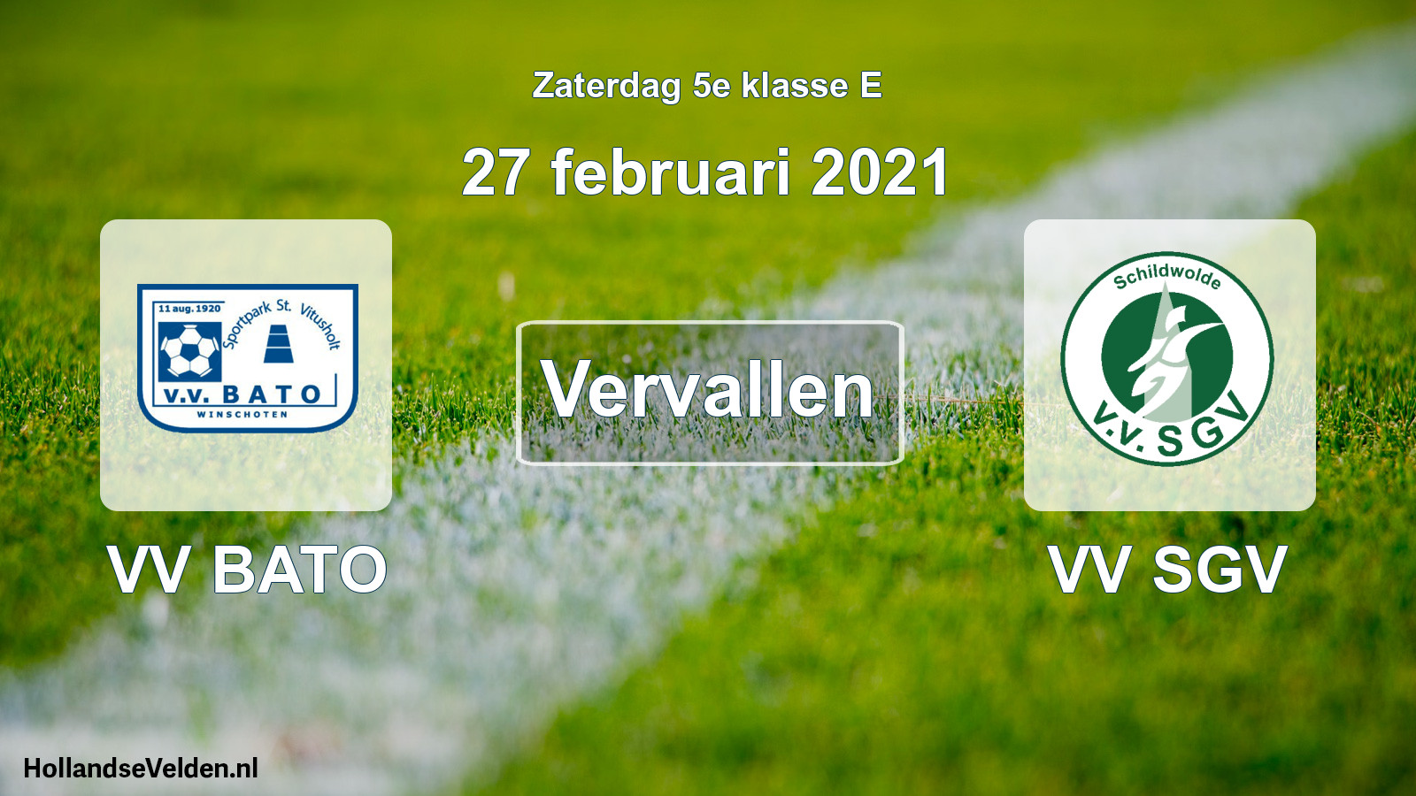Scheduled Match: VV BATO - VV SGV (27 February 2021)