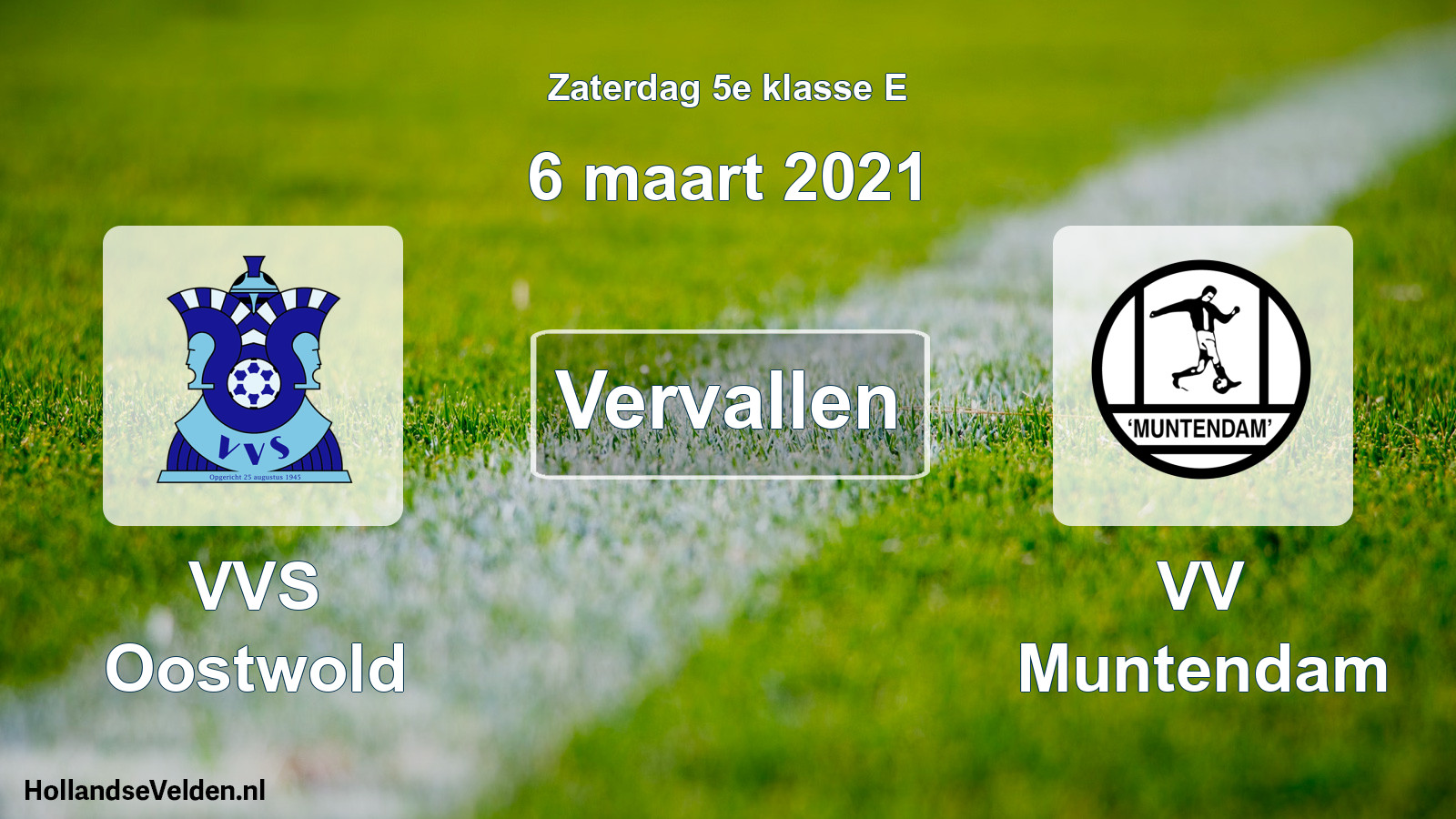 Scheduled Match: VVS Oostwold - VV Muntendam (6 March 2021)