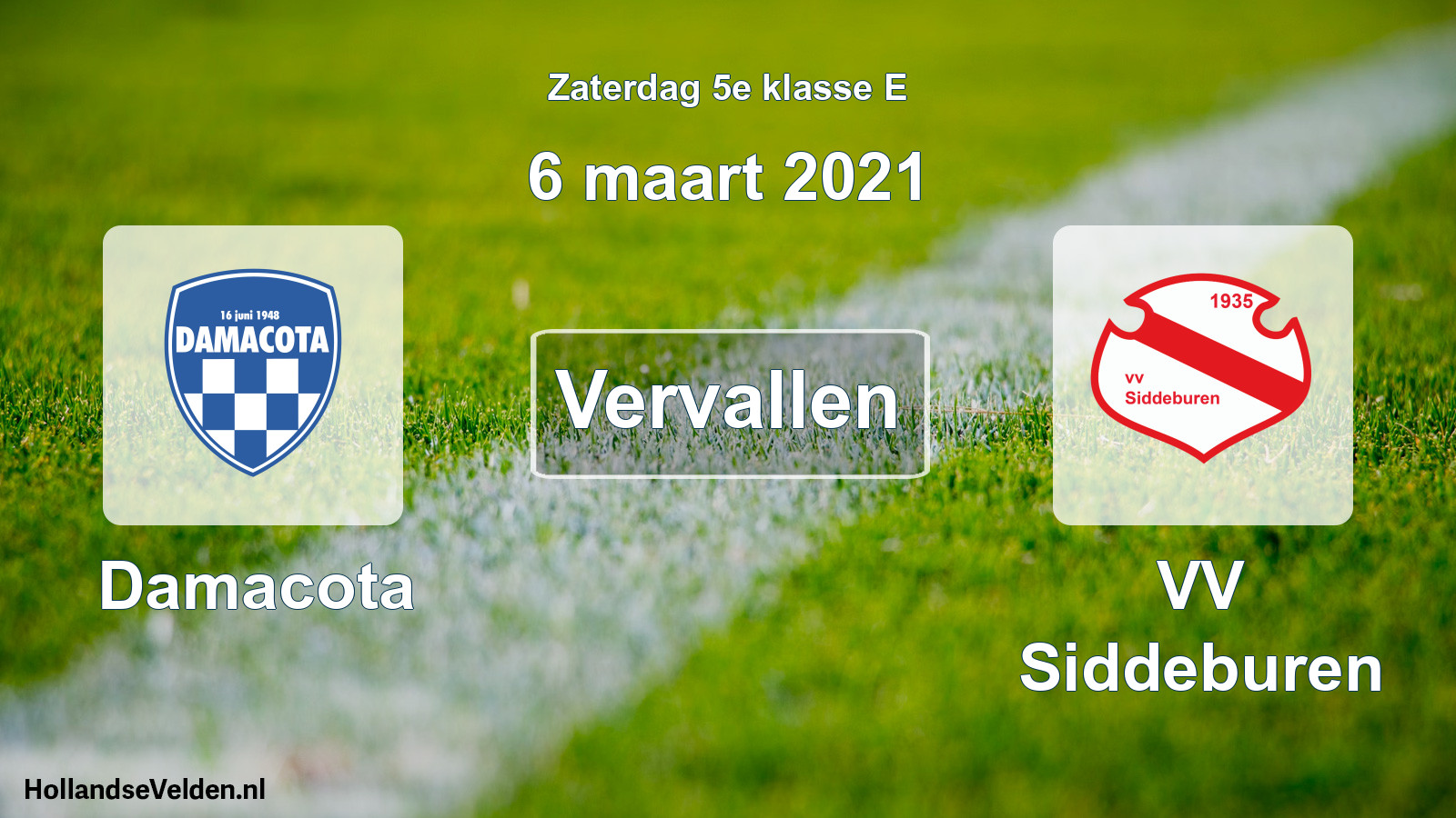 Scheduled Match: Damacota - VV Siddeburen (6 March 2021)