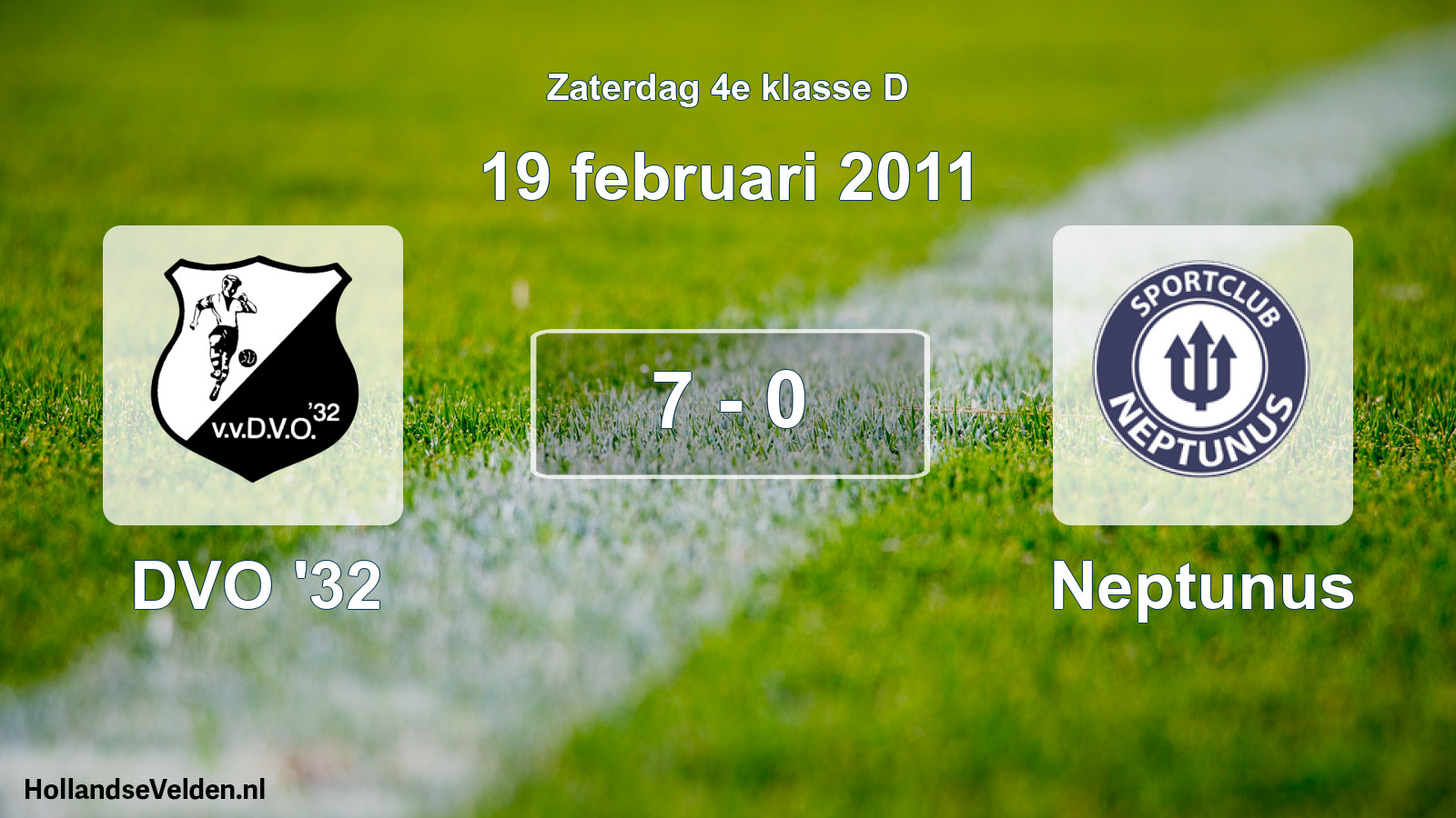 Total number of matches played: DVO '32 - Neptunus 7 - 0 (19 February 2011)