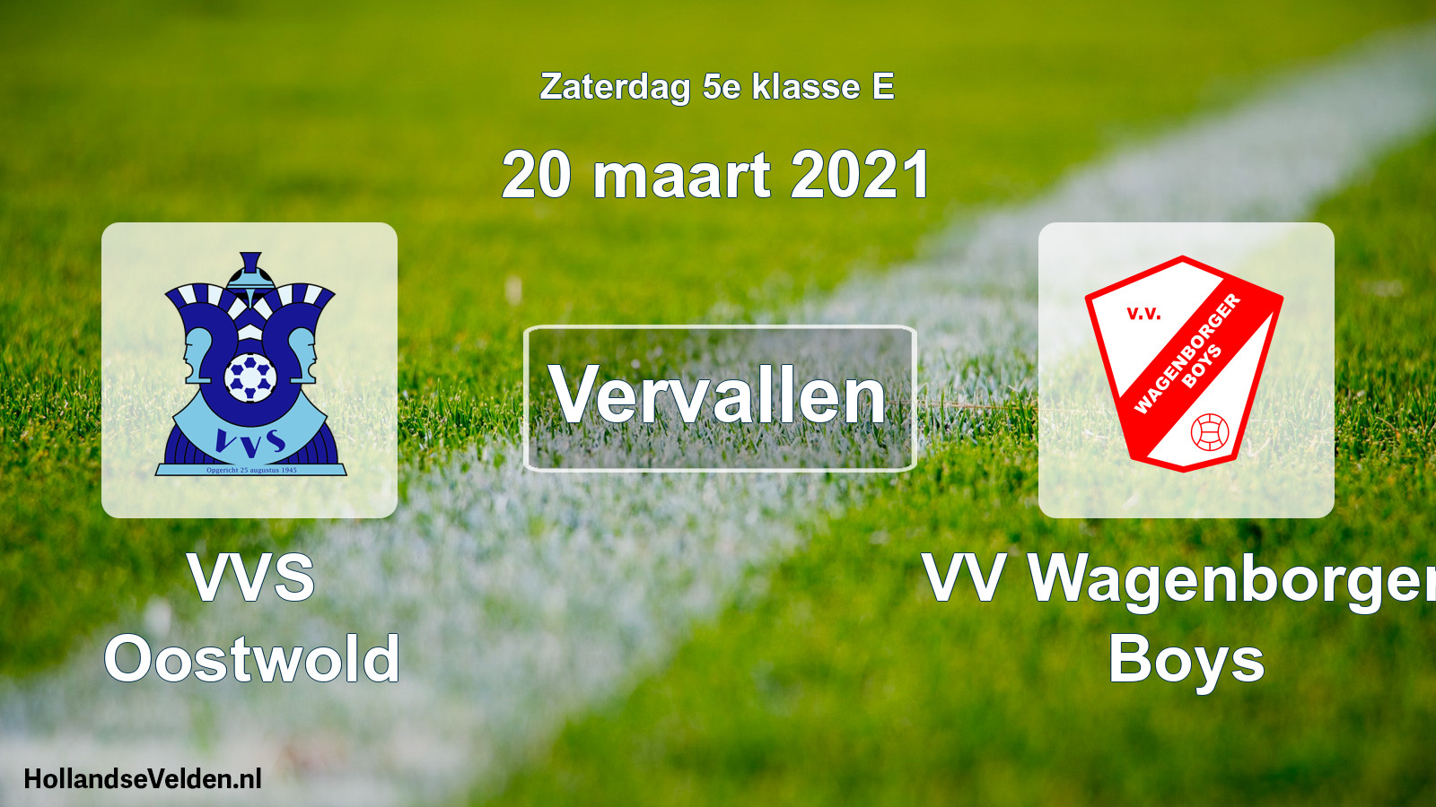 Scheduled Match: VVS Oostwold - VV Wagenborger Boys (20 March 2021)