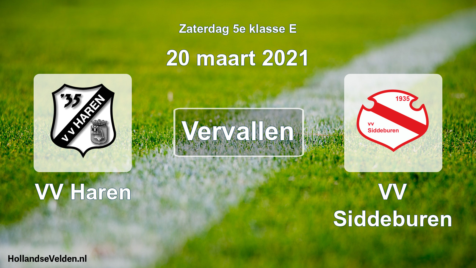 Scheduled Match: VV Haren - VV Siddeburen (20 March 2021)