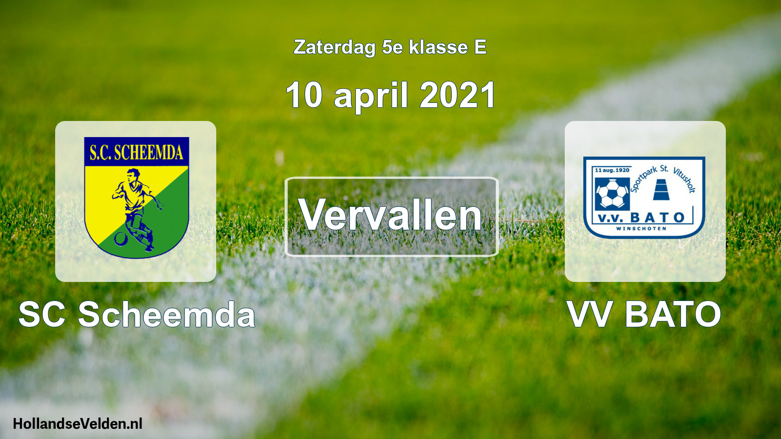 Scheduled Match: SC Scheemda - VV BATO (10 April 2021)