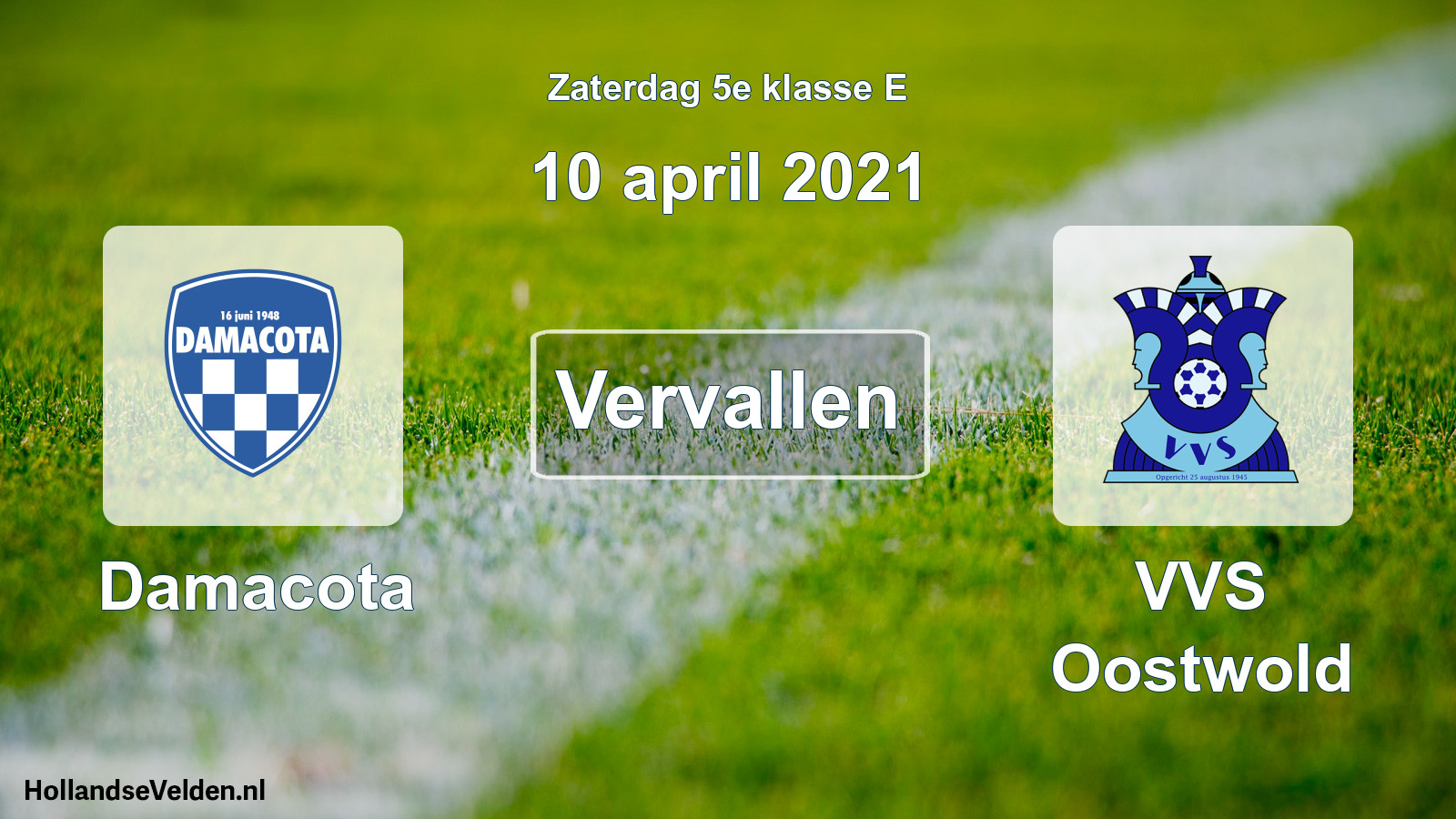 Scheduled Match: Damacota - VVS Oostwold (10 April 2021)