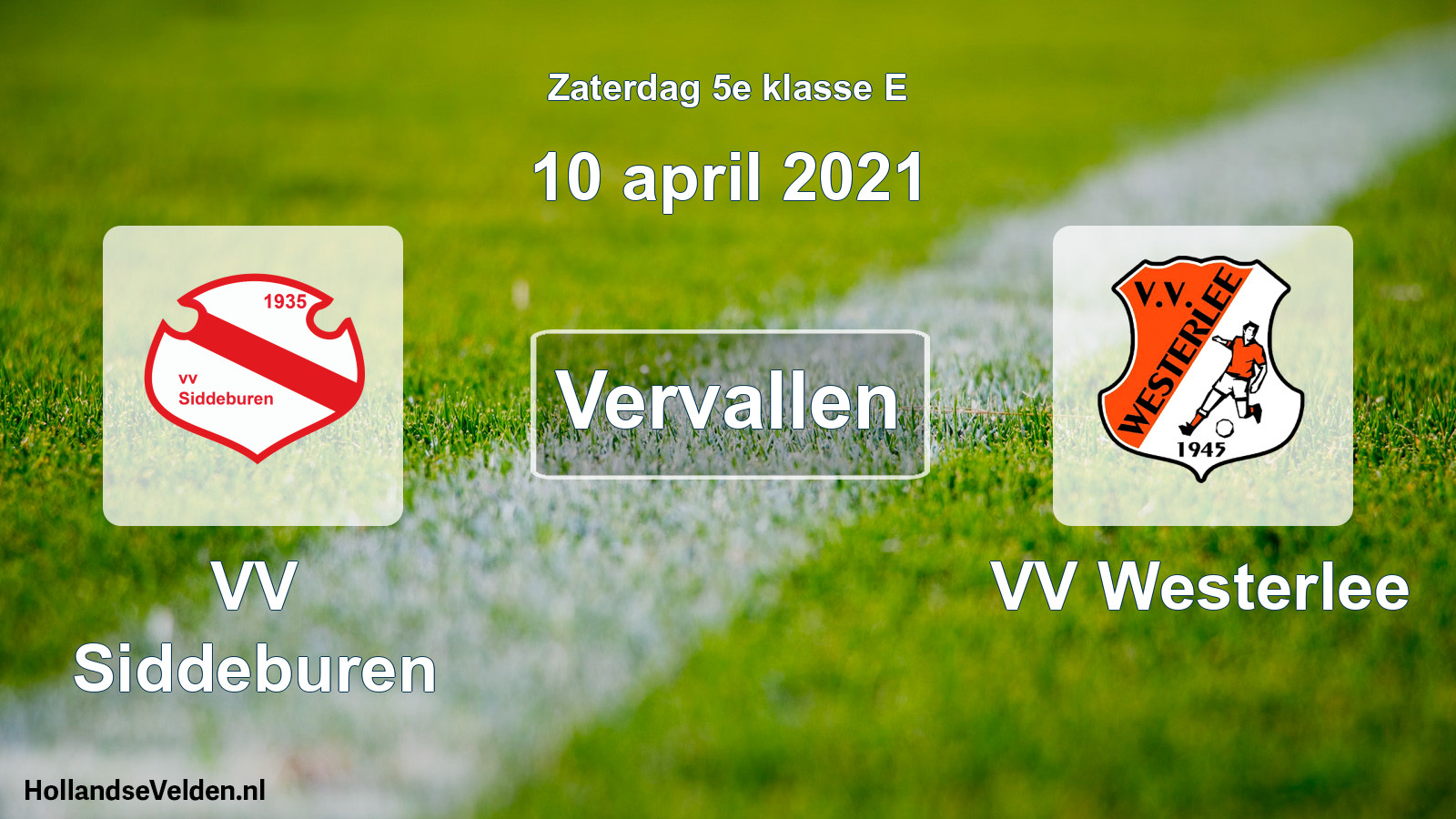 Scheduled Match: VV Siddeburen - VV Westerlee (10 April 2021)