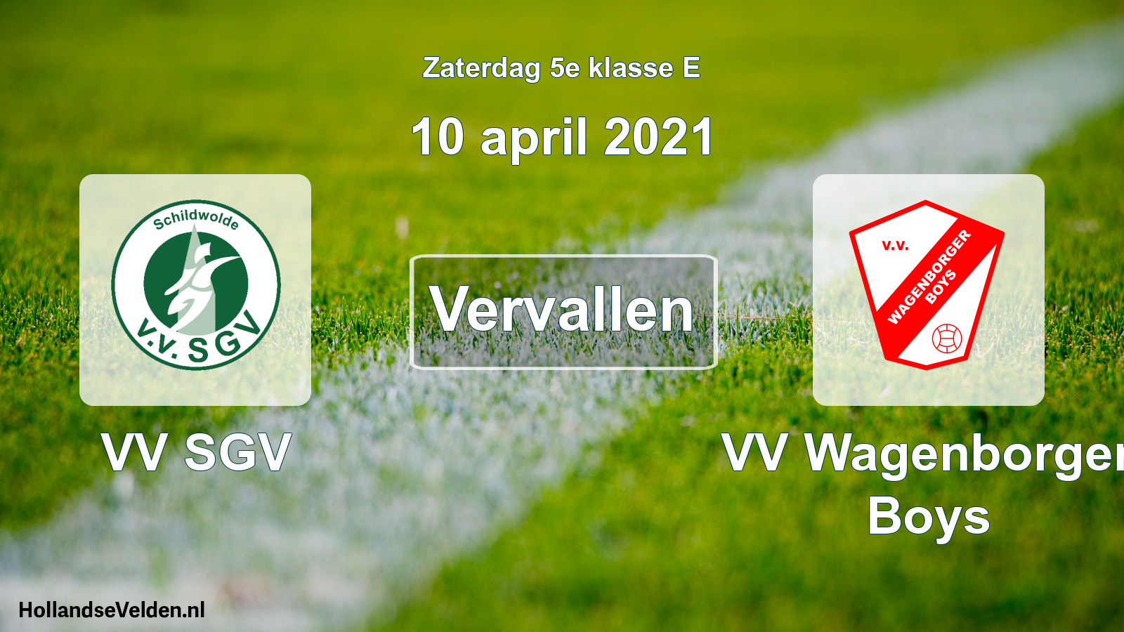 Scheduled Match: VV SGV - VV Wagenborger Boys (10 April 2021)