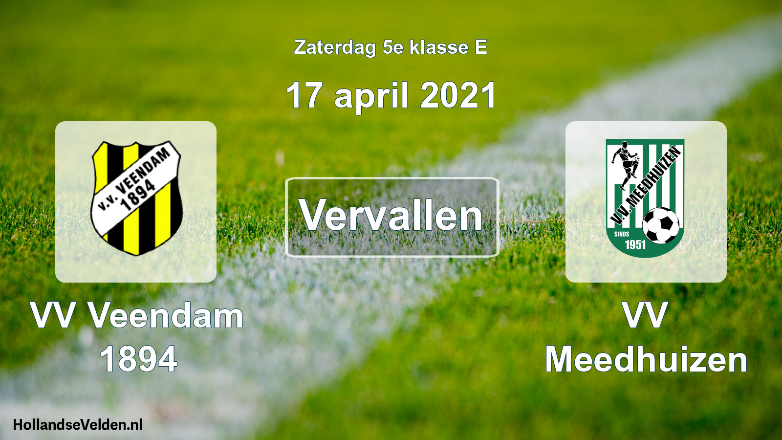 Scheduled Match: VV Veendam 1894 - VV Meedhuizen (17 April 2021)