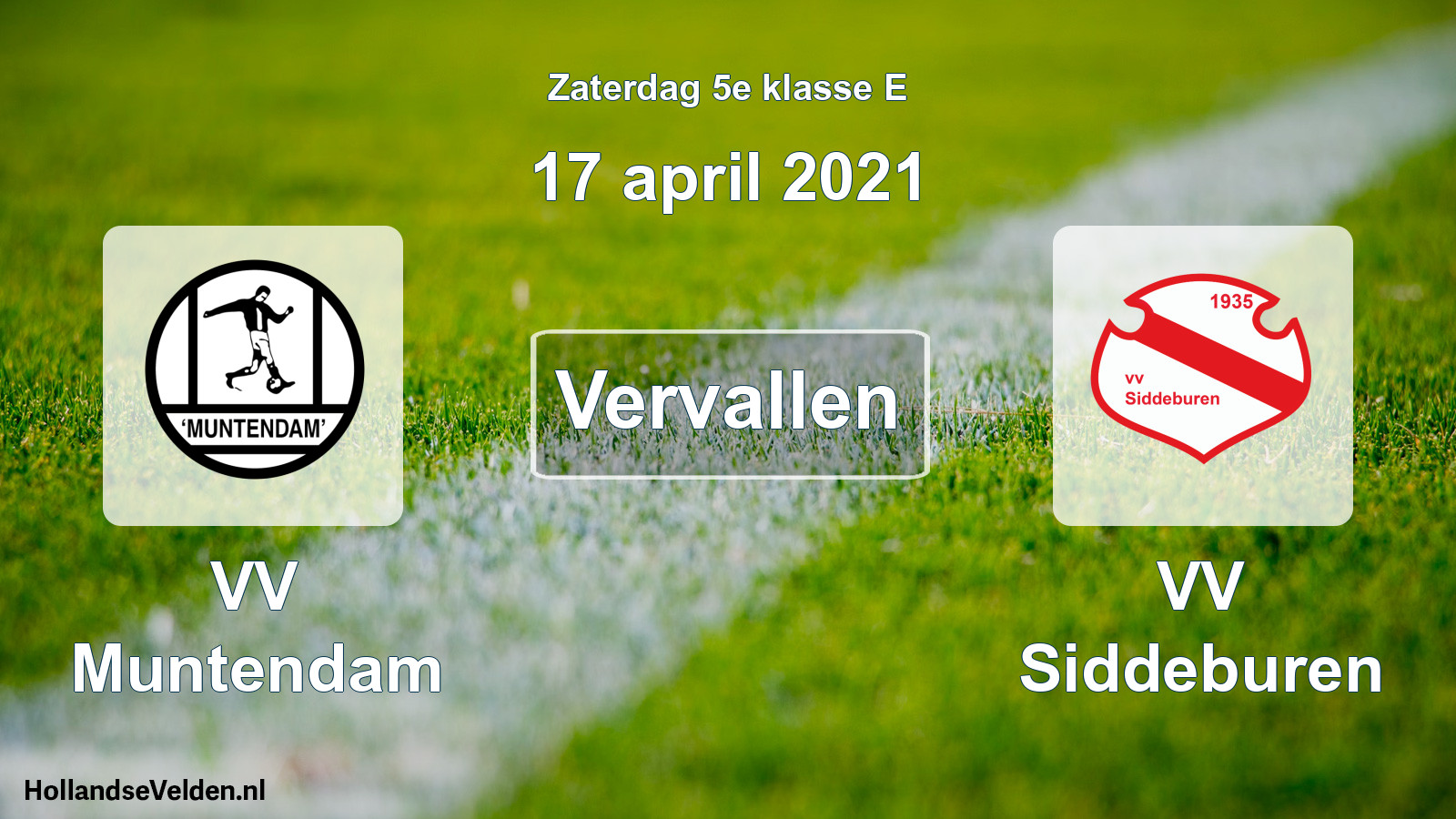 Scheduled Match: VV Muntendam - VV Siddeburen (17 April 2021)