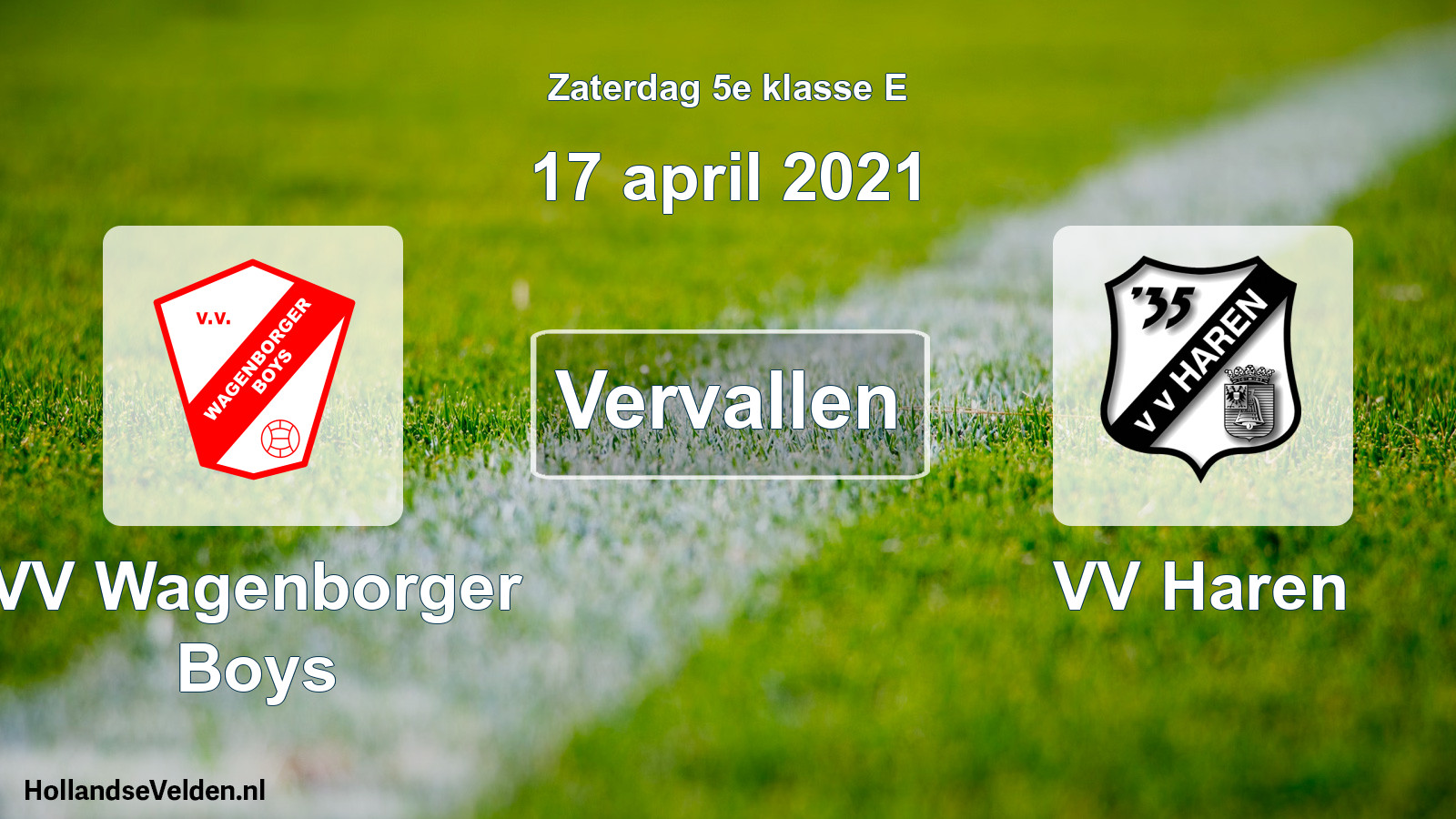Scheduled Match: VV Wagenborger Boys - VV Haren (17 April 2021)