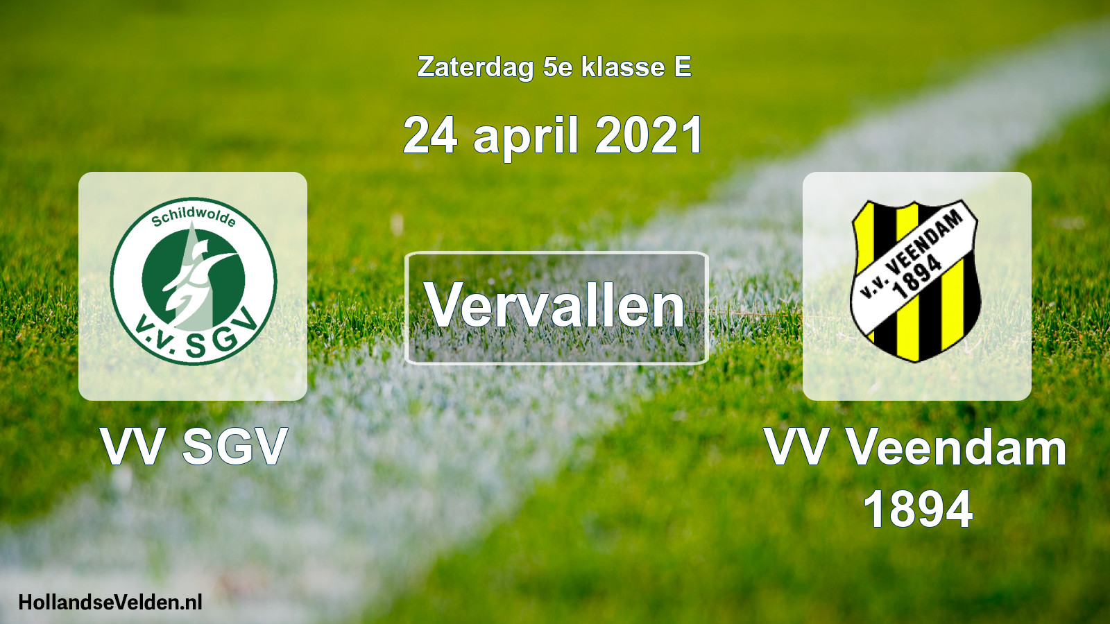 Scheduled Match: VV SGV - VV Veendam 1894 (24 April 2021)