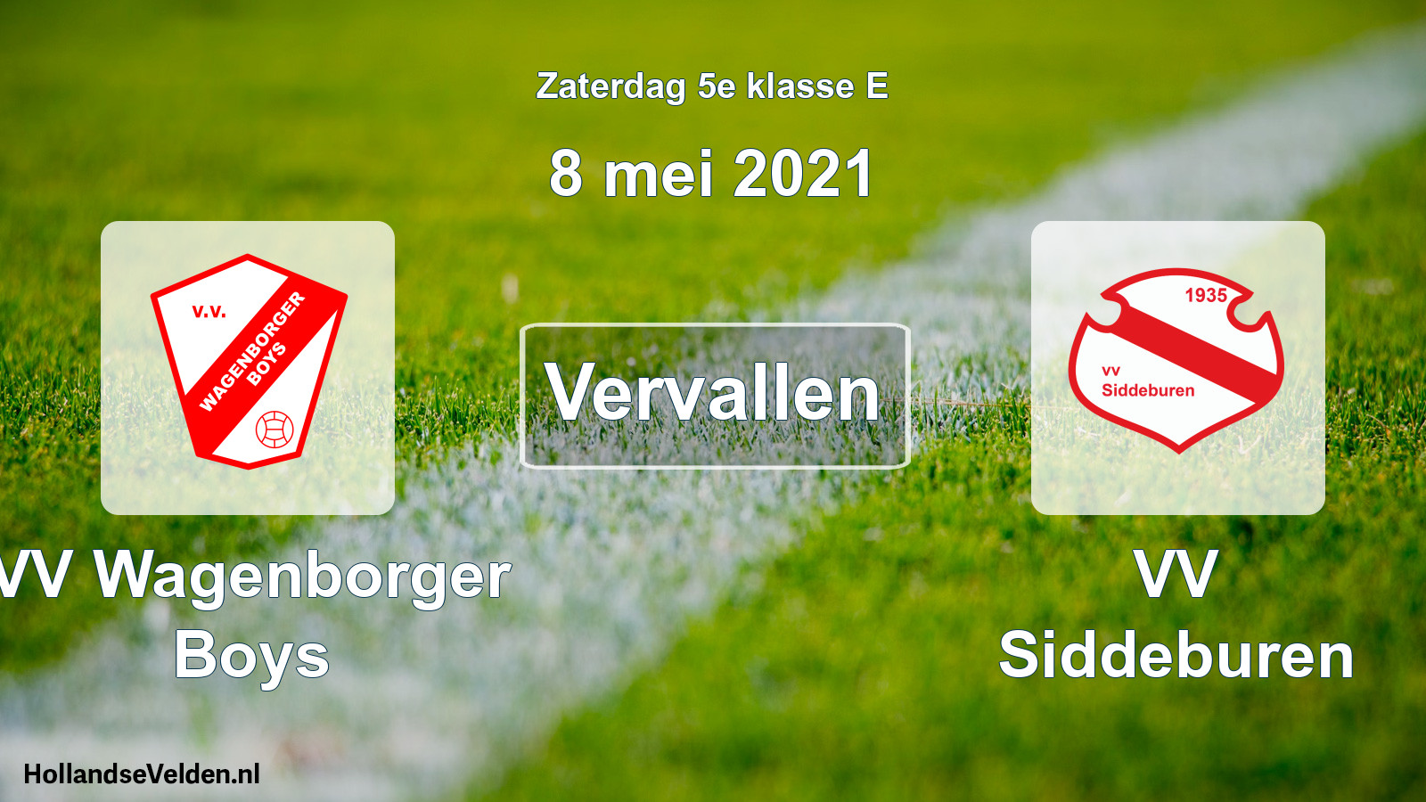 Scheduled Match: VV Wagenborger Boys - VV Siddeburen (8 May 2021)