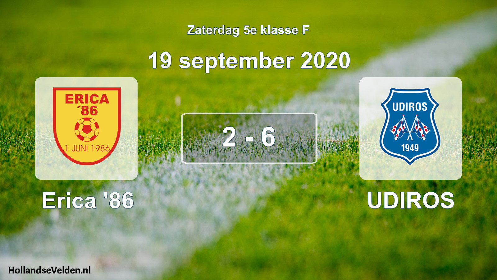 Total number of matches played: Erica '86 - UDIROS 2 - 6 (19 September 2020)