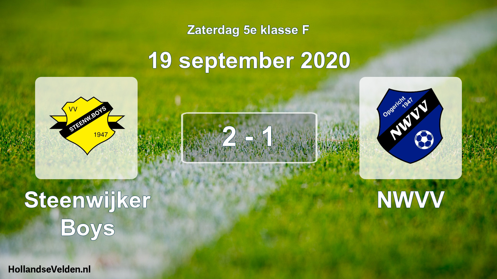 Total number of matches played: Steenwijker Boys - NWVV 2 - 1 (19 September 2020)