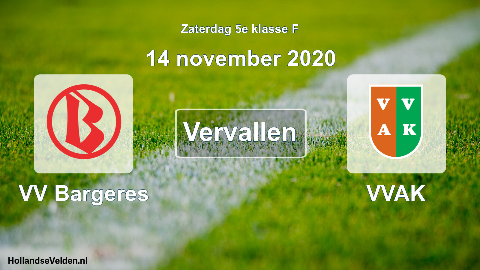 Scheduled Match: VV Bargeres - VVAK (14 November 2020)