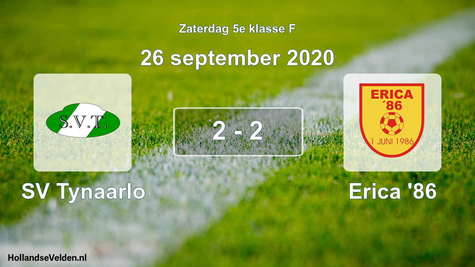 Total number of matches played: SV Tynaarlo - Erica '86 2 - 2 (26 September 2020)