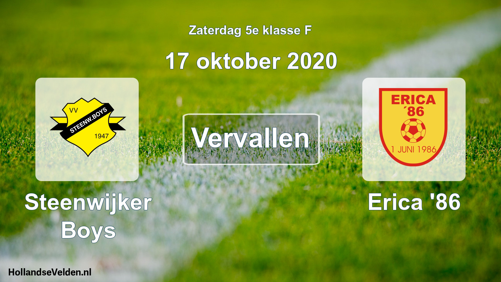 Scheduled Match: Steenwijker Boys - Erica '86 (17 October 2020)