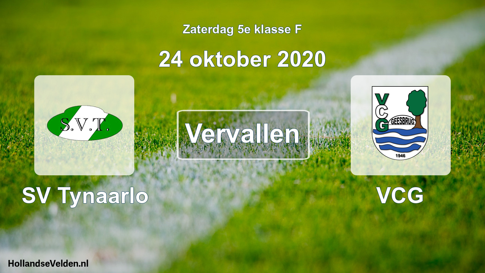 Scheduled Match: SV Tynaarlo - VCG (24 October 2020)