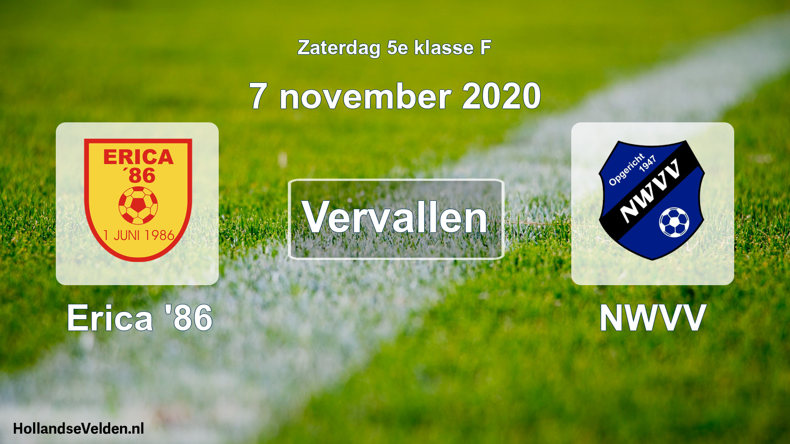 Scheduled Match: Erica '86 - NWVV (7 November 2020)