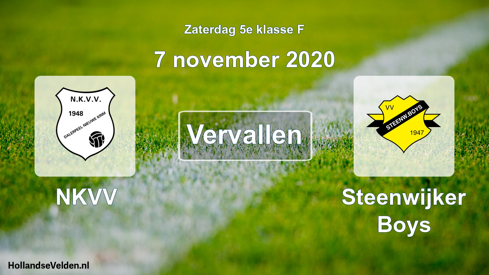 Scheduled Match: NKVV - Steenwijker Boys (7 November 2020)
