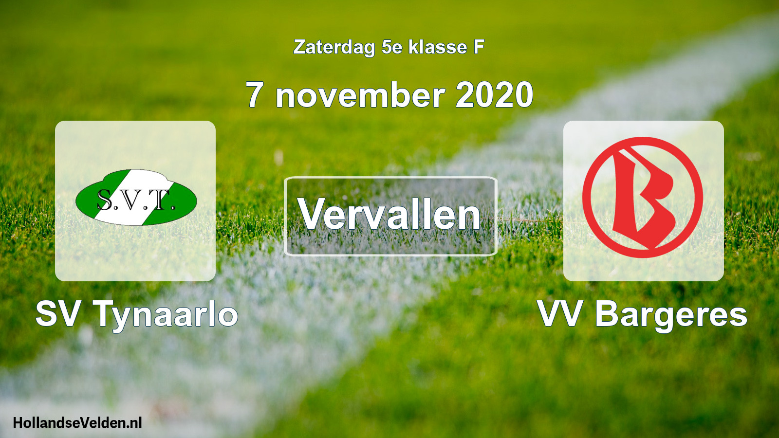 Scheduled Match: SV Tynaarlo - VV Bargeres (7 November 2020)