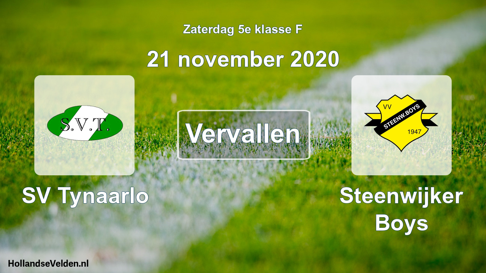 Scheduled Match: SV Tynaarlo - Steenwijker Boys (21 November 2020)