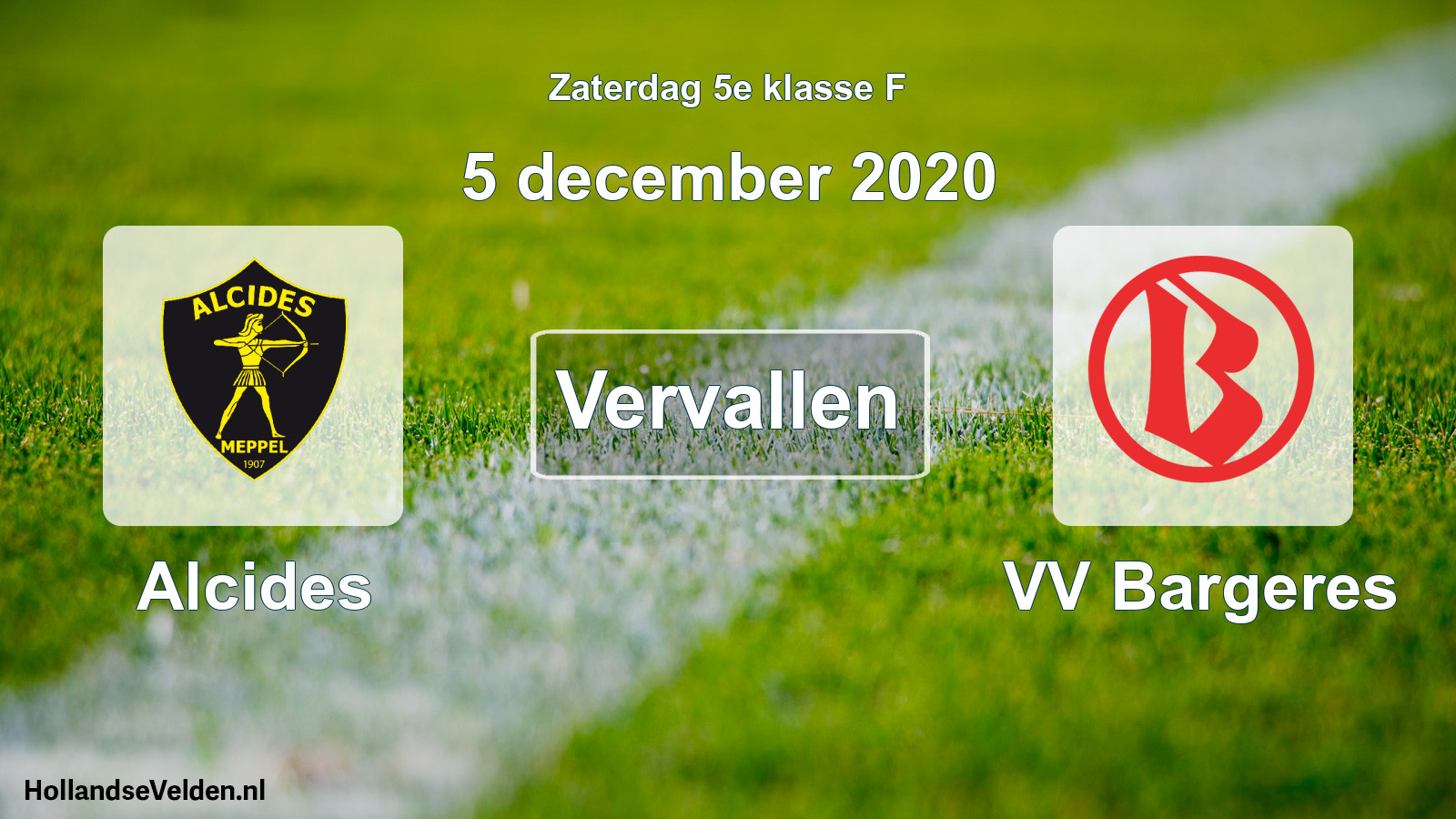Scheduled Match: Alcides - VV Bargeres (5 December 2020)