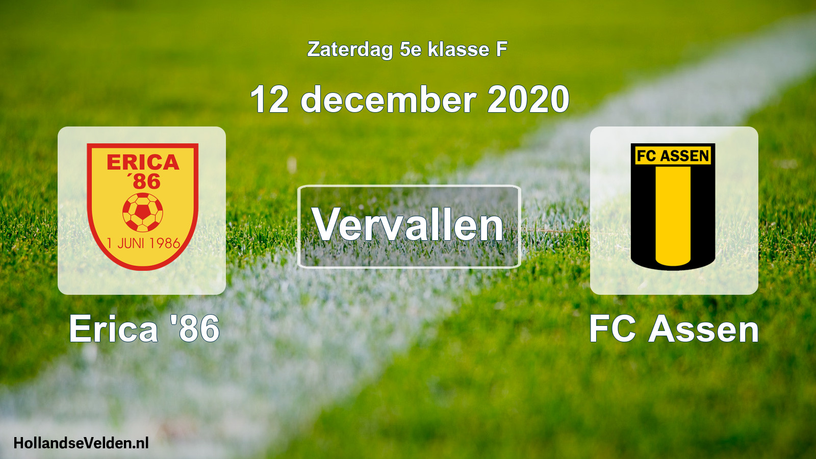 Scheduled Match: Erica '86 - FC Assen (12 December 2020)