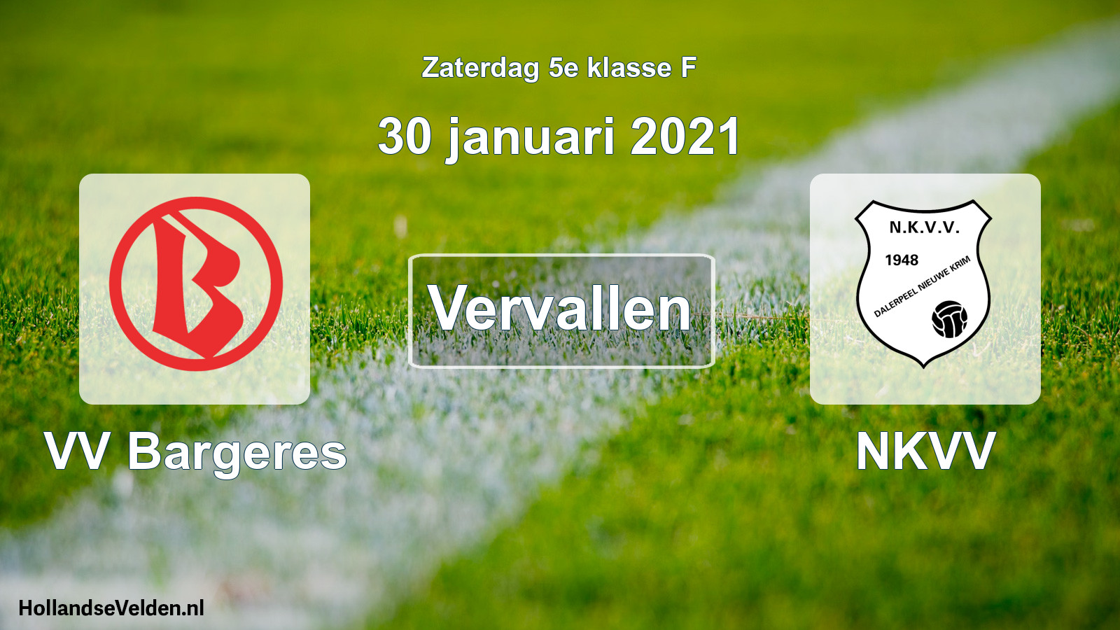 Scheduled Match: VV Bargeres - NKVV (30 January 2021)