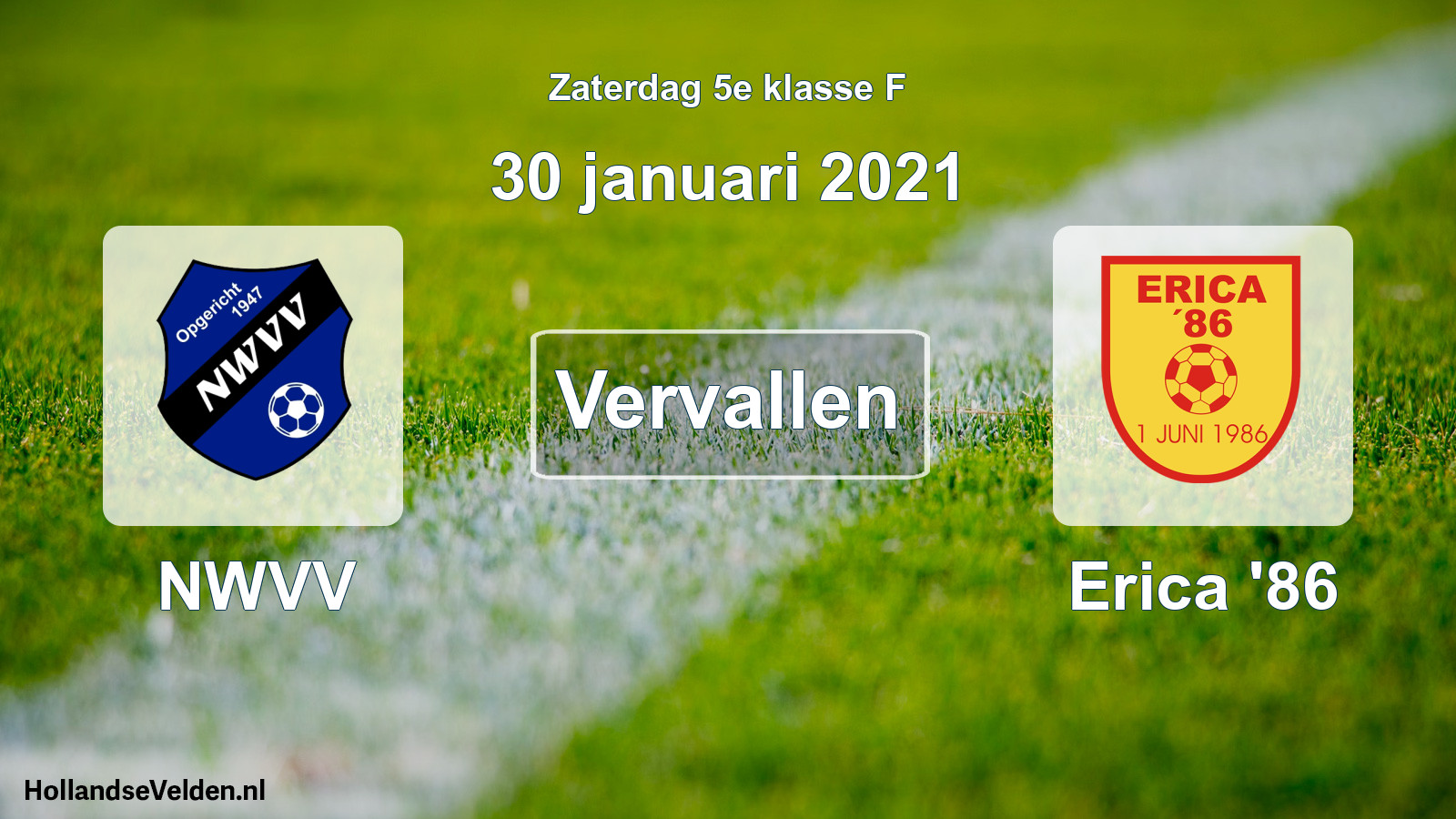 Scheduled Match: NWVV - Erica '86 (30 January 2021)