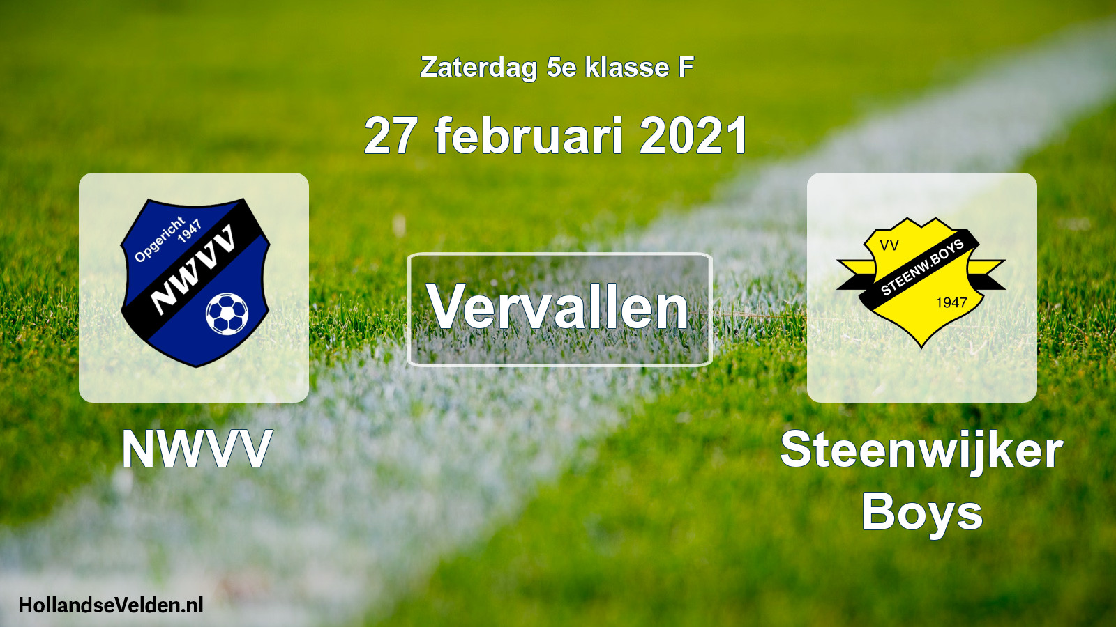 Scheduled Match: NWVV - Steenwijker Boys (27 February 2021)