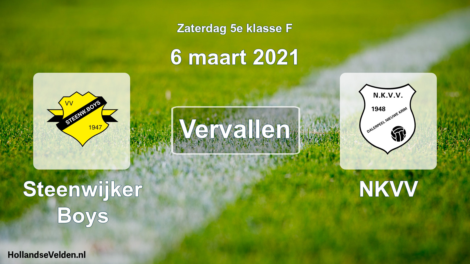 Scheduled Match: Steenwijker Boys - NKVV (6 March 2021)