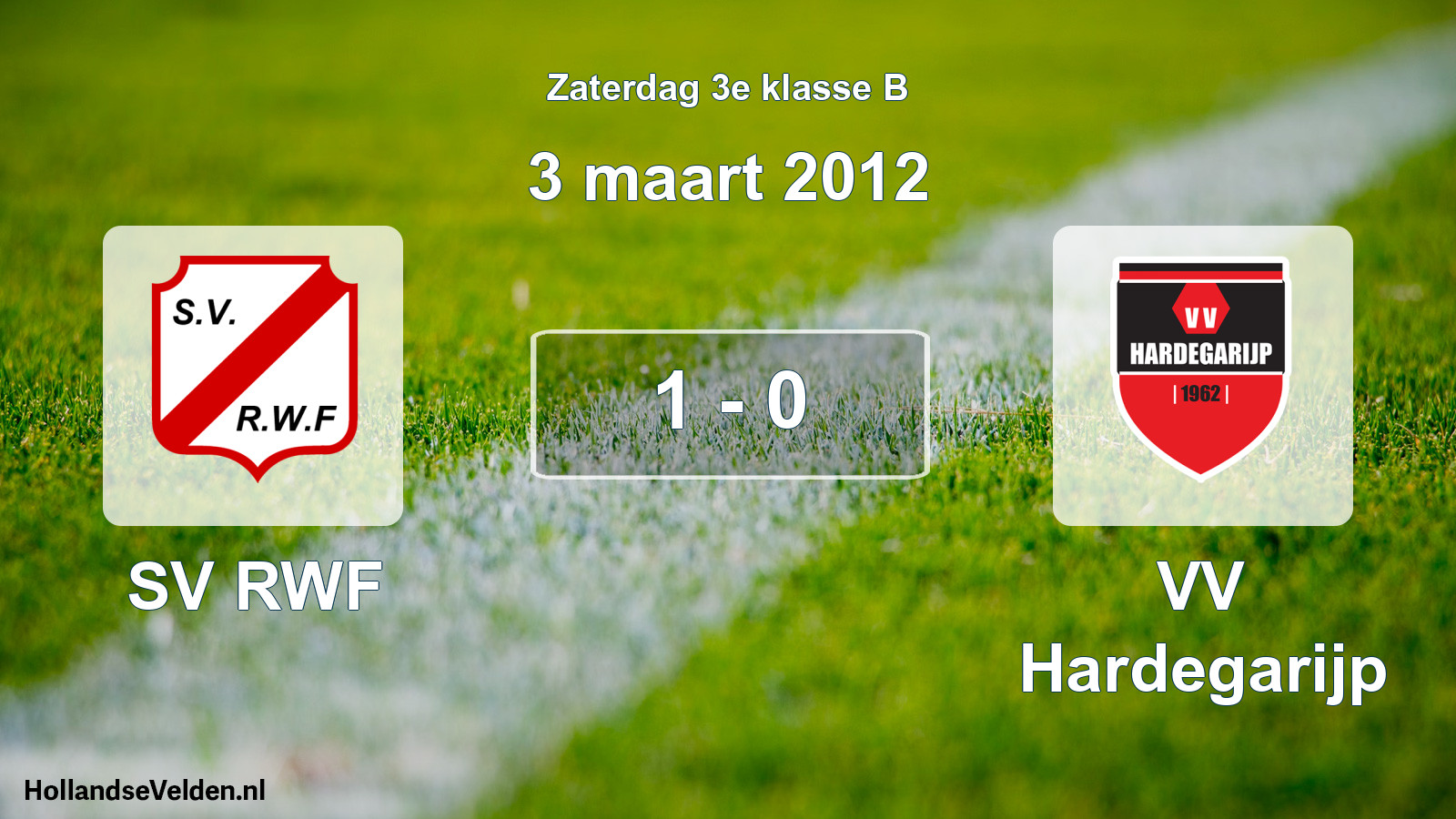 Total number of matches played: SV RWF - VV Hardegarijp 1 - 0 (3 March 2012)