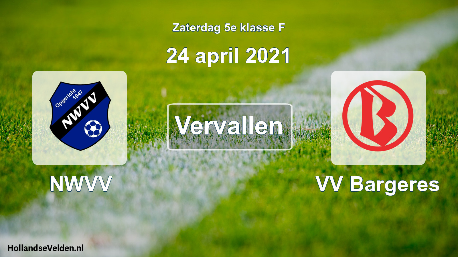Scheduled Match: NWVV - VV Bargeres (24 April 2021)