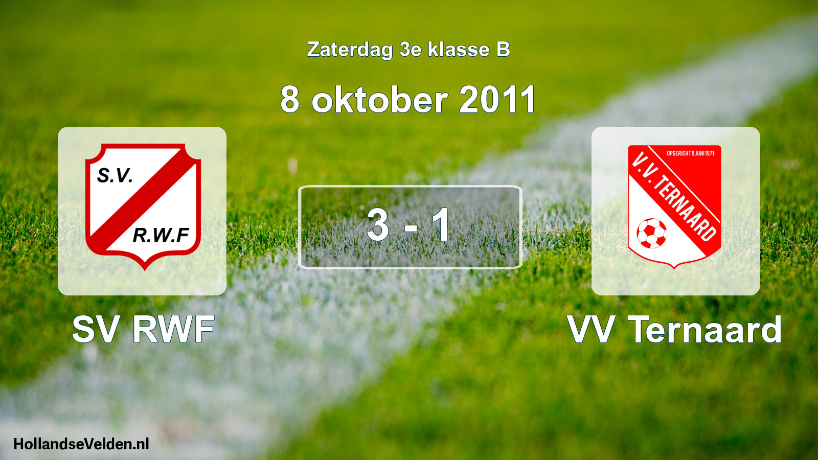 Total number of matches played: SV RWF - VV Ternaard 3 - 1 (8 October 2011)