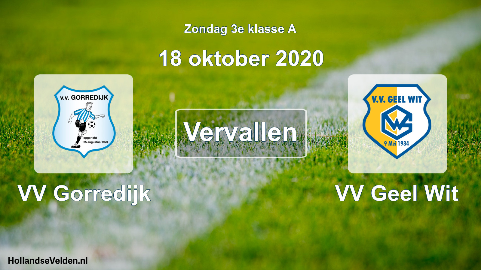 Scheduled Match: VV Gorredijk - VV Geel Wit (18 October 2020)