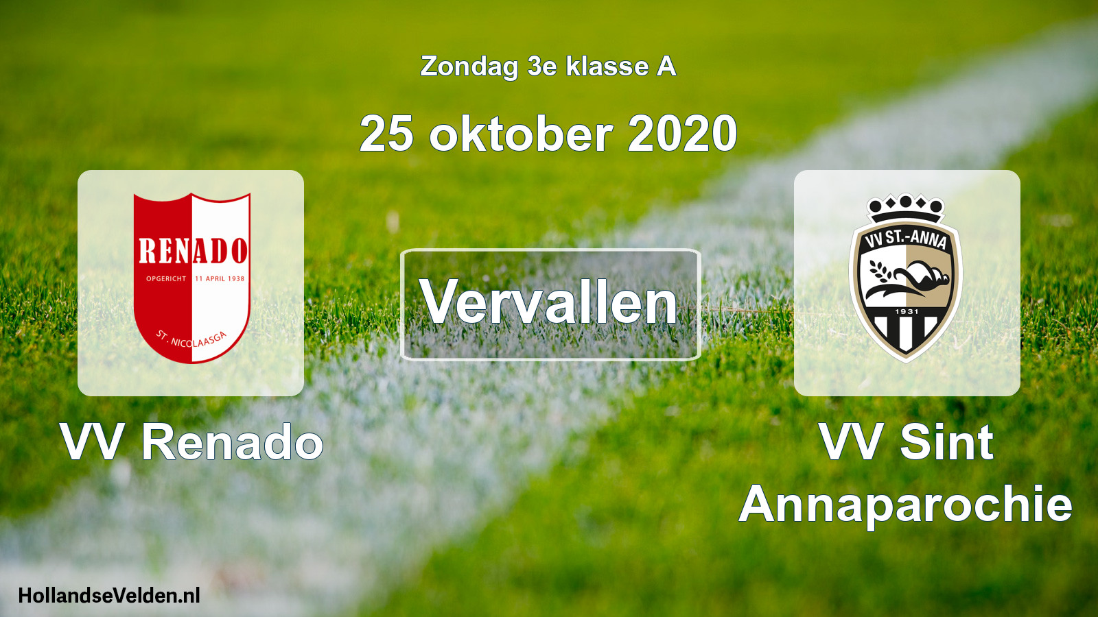 Geplande wedstrijd: VV Renado - VV Sint Annaparochie (25 oktober 2020)