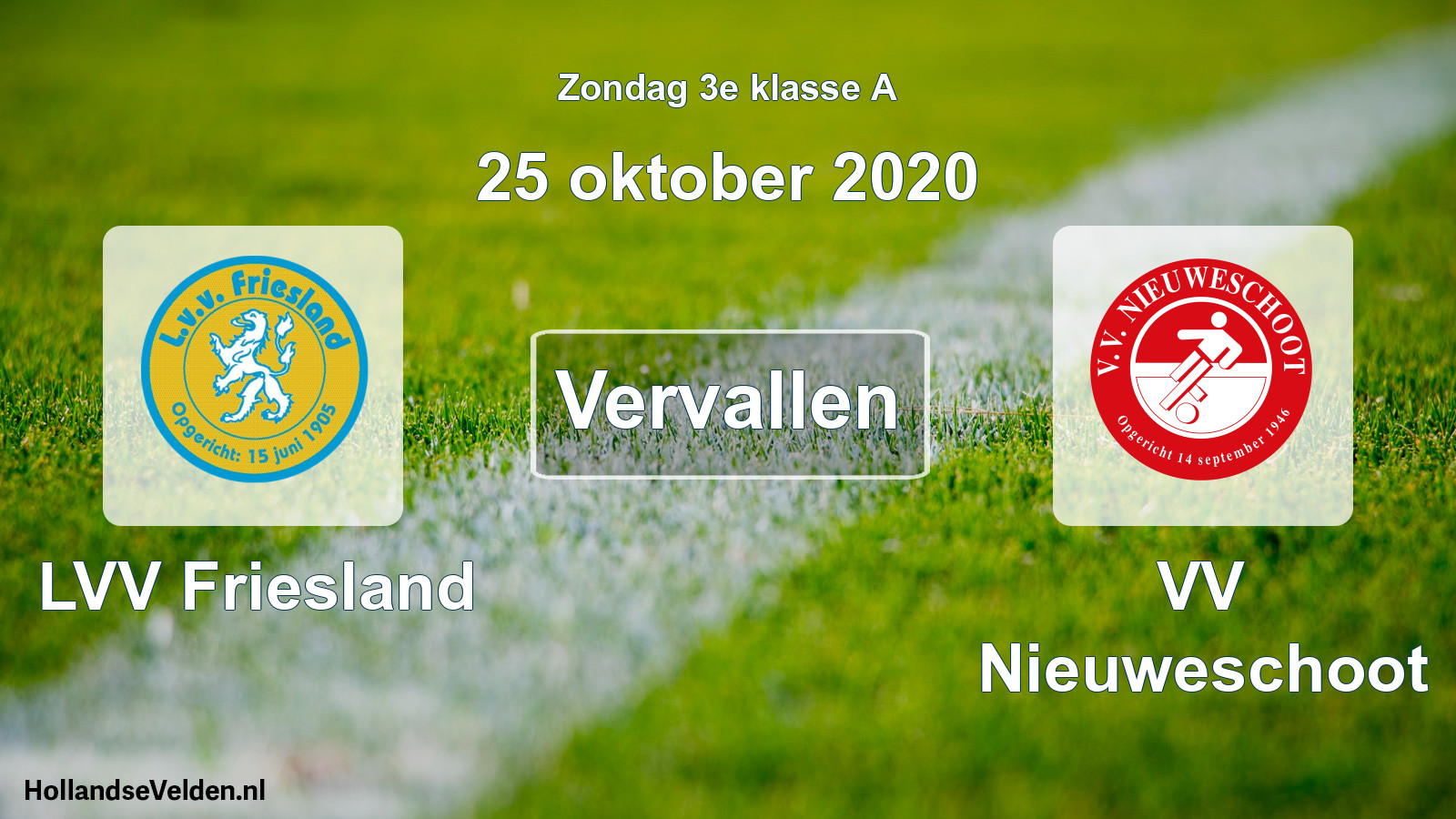Scheduled Match: LVV Friesland - VV Nieuweschoot (25 October 2020)
