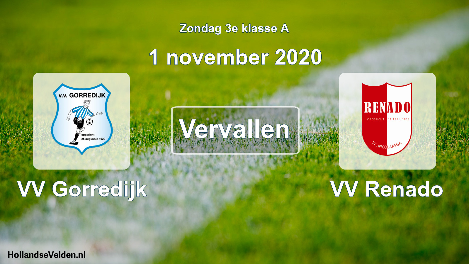 Scheduled Match: VV Gorredijk - VV Renado (1 November 2020)