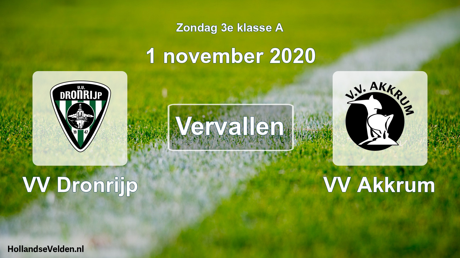 Scheduled Match: VV Dronrijp - VV Akkrum (1 November 2020)