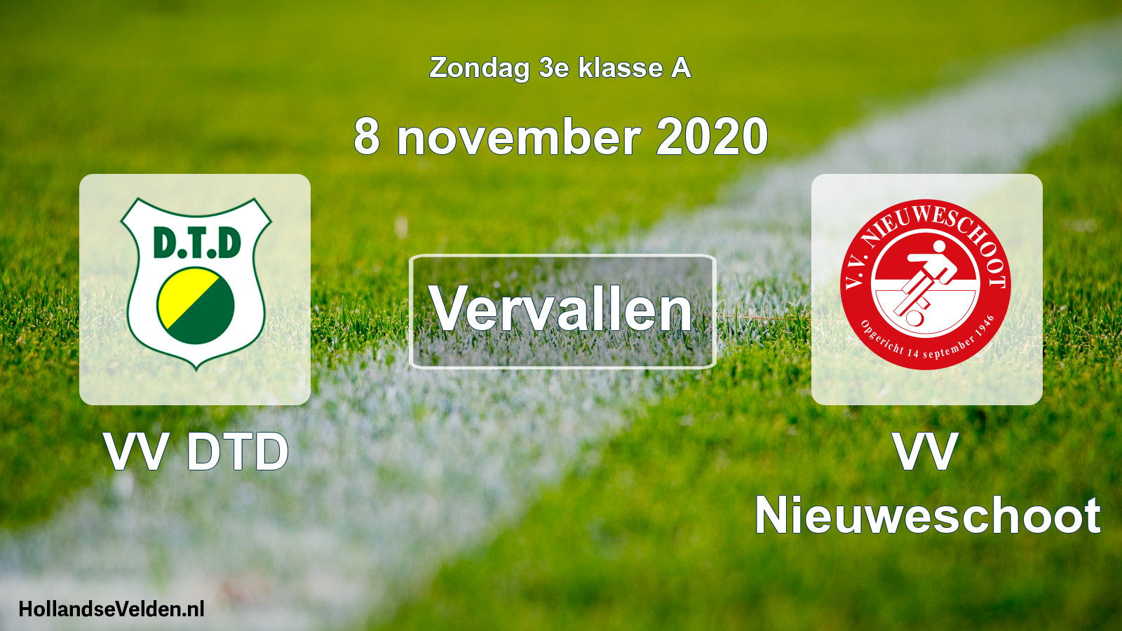 Scheduled Match: VV DTD - VV Nieuweschoot (8 November 2020)