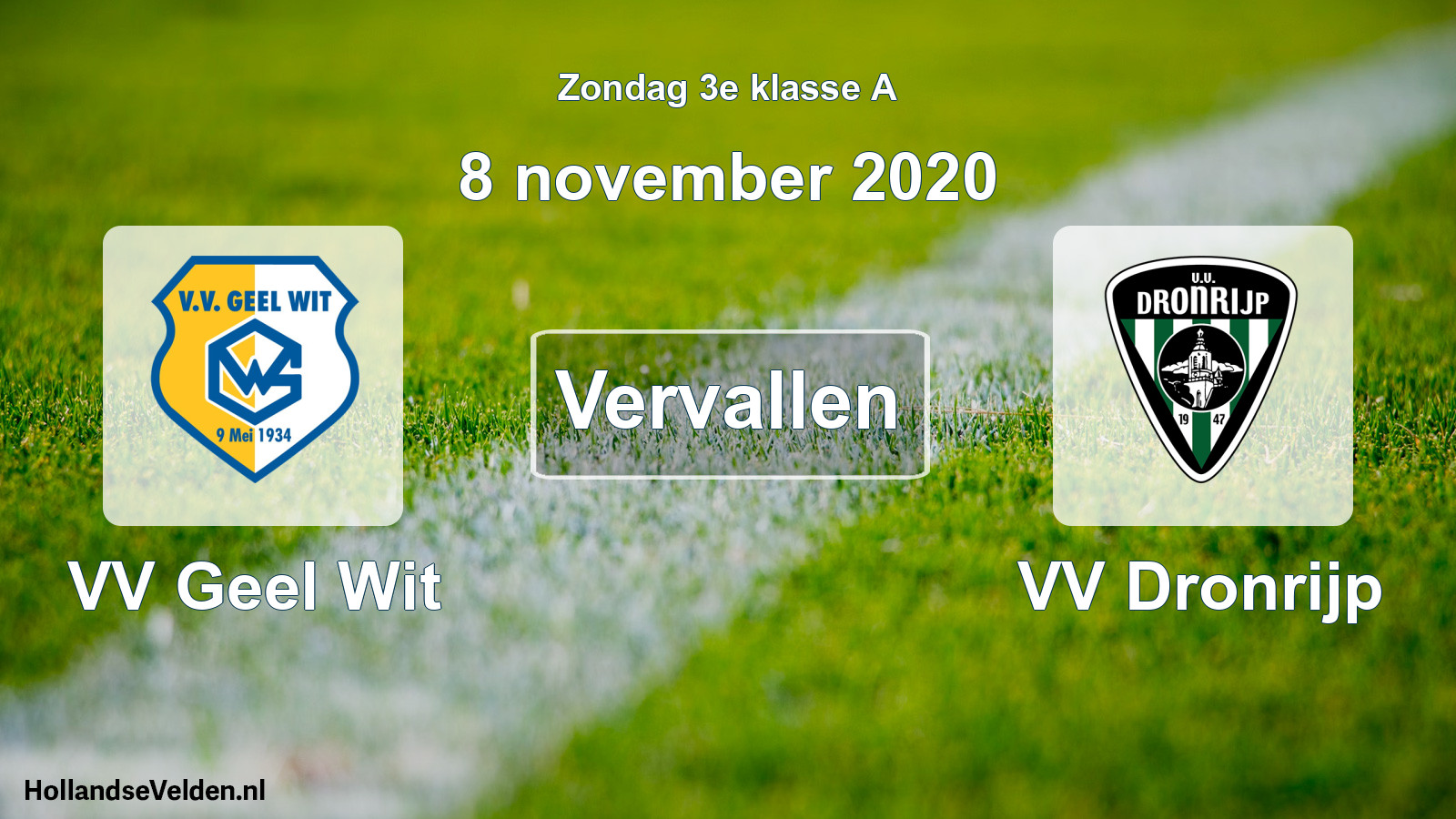 Scheduled Match: VV Geel Wit - VV Dronrijp (8 November 2020)