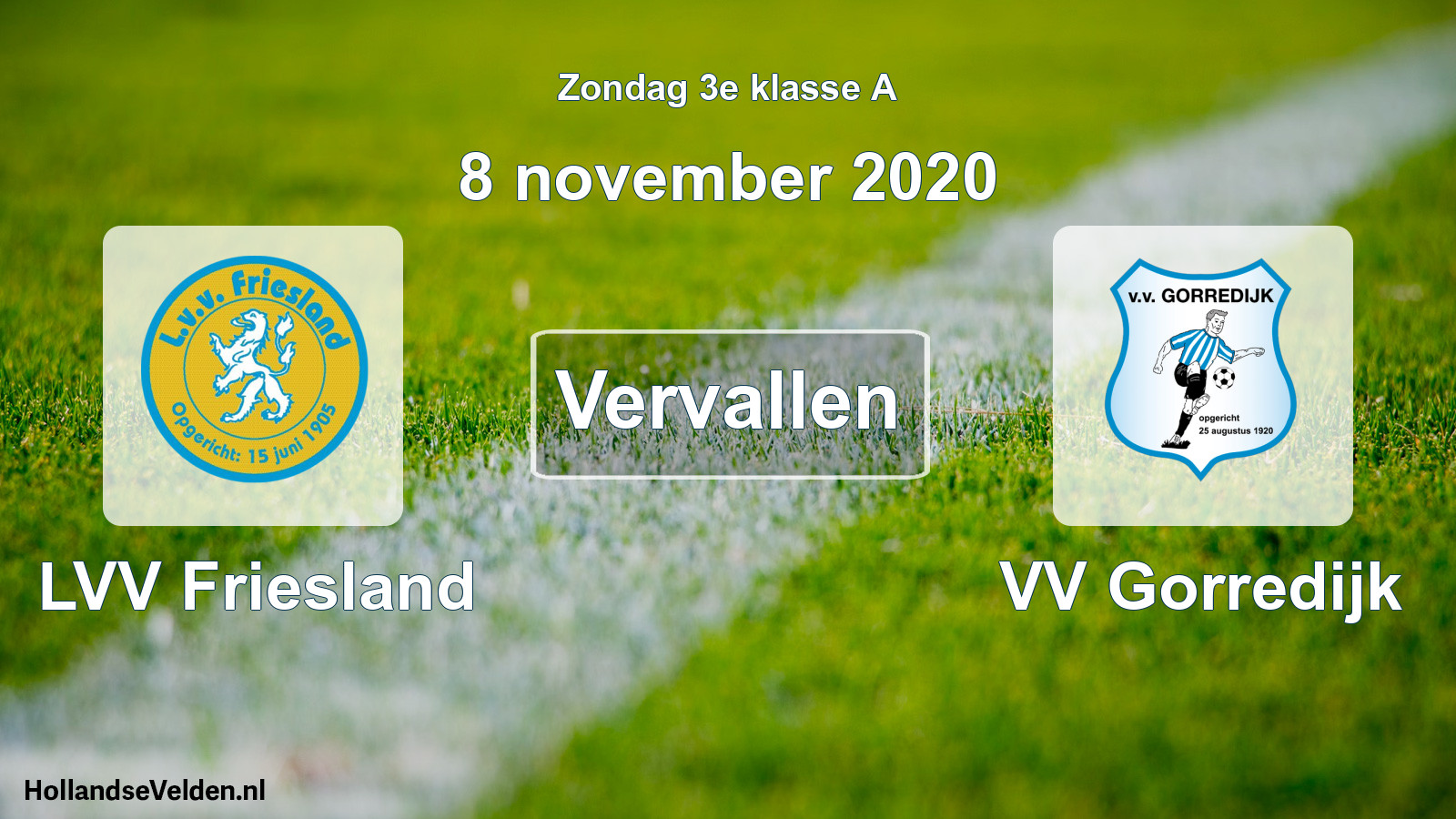 Scheduled Match: LVV Friesland - VV Gorredijk (8 November 2020)