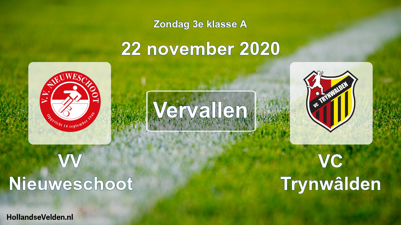 Scheduled Match: VV Nieuweschoot - VC Trynwâlden (22 November 2020)