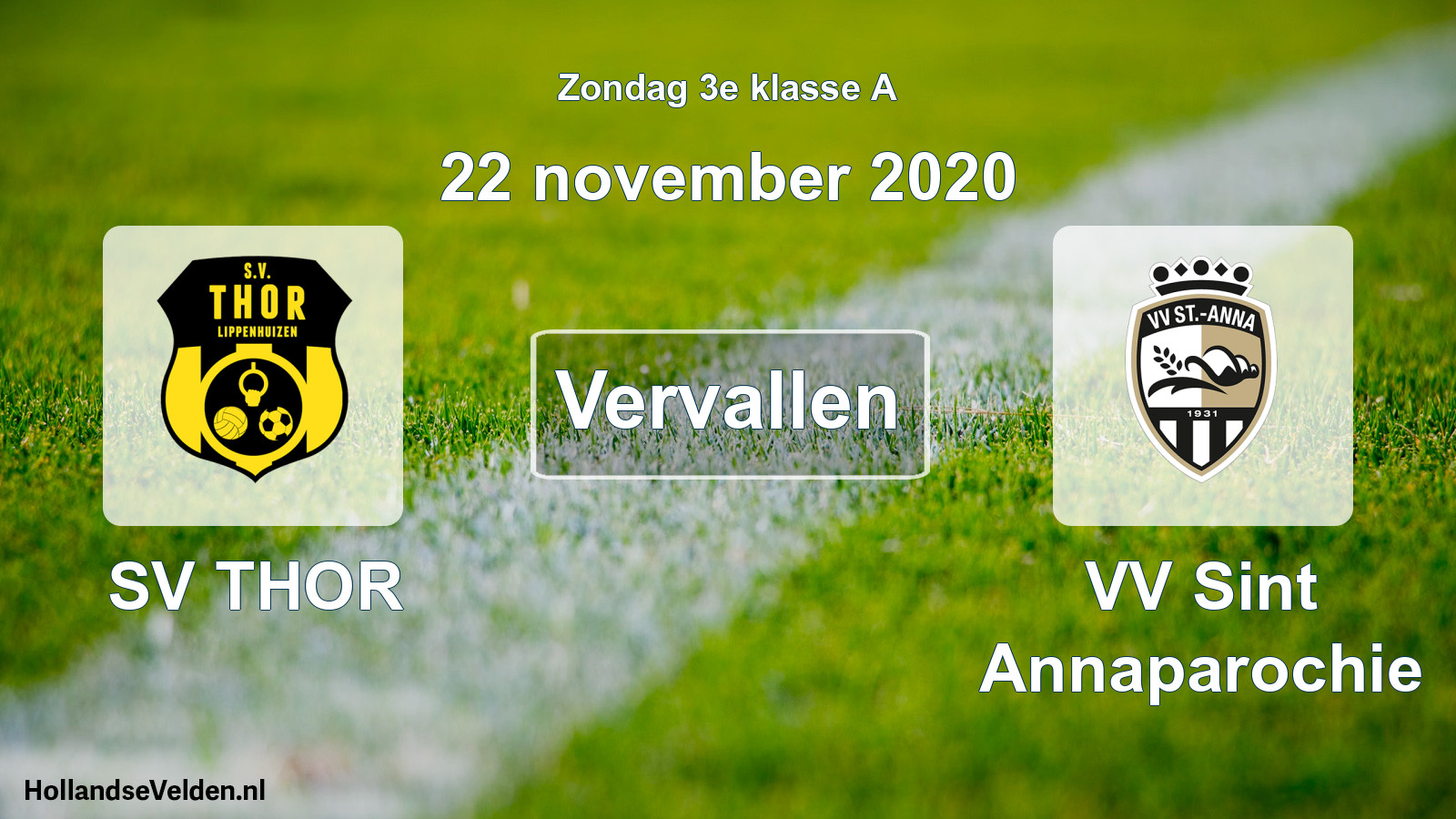 Scheduled Match: SV THOR - VV Sint Annaparochie (22 November 2020)