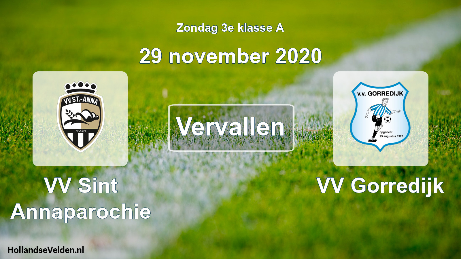 Scheduled Match: VV Sint Annaparochie - VV Gorredijk (29 November 2020)