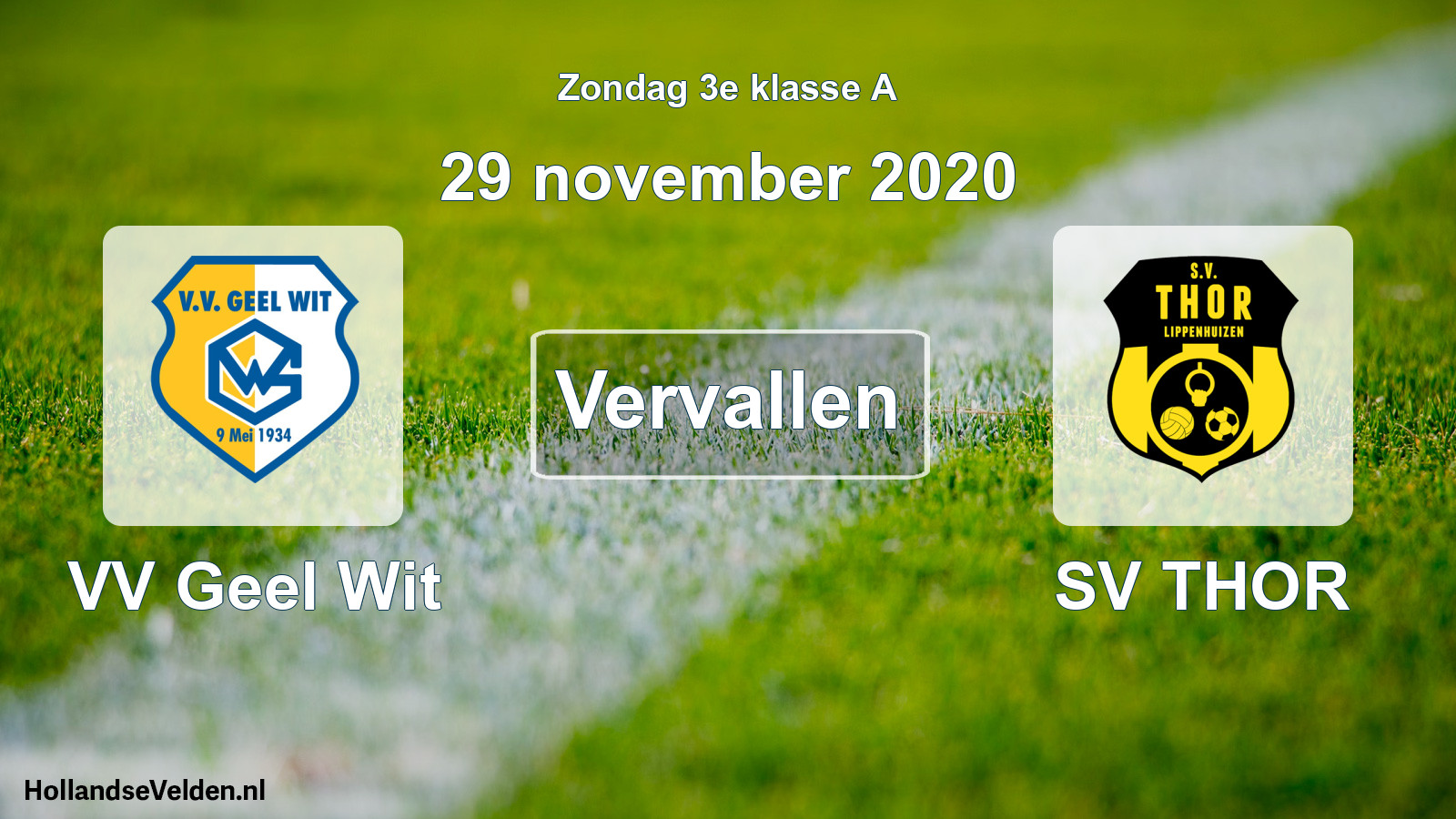 Scheduled Match: VV Geel Wit - SV THOR (29 November 2020)